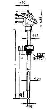 WRER-12電站測(cè)溫用煙道風(fēng)道熱電偶安裝圖片